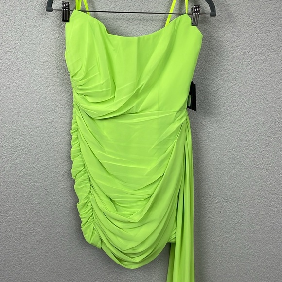 NWT Ieena for Mac Duggal 56005 Draped Skirt Strapless Corset Dress Lime Sz 8 - Picture 5 of 15